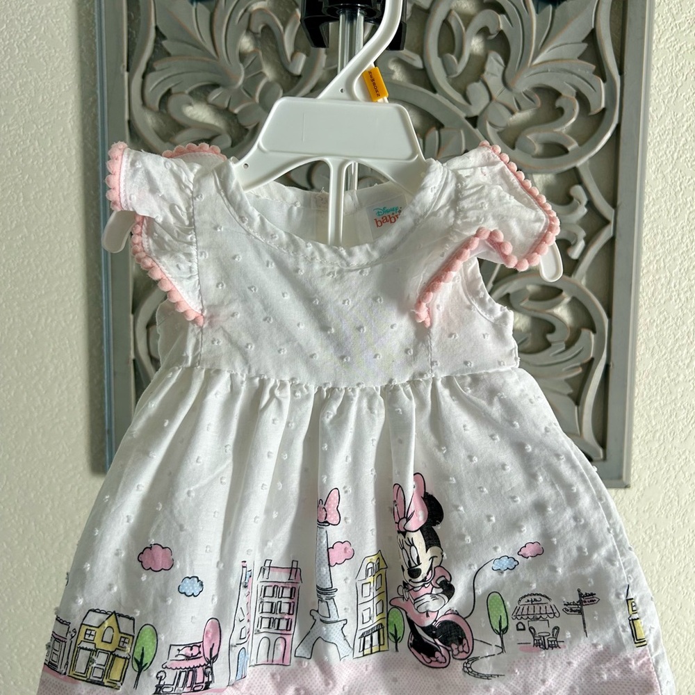 White and Pink Minnie Mouse Baby Dress